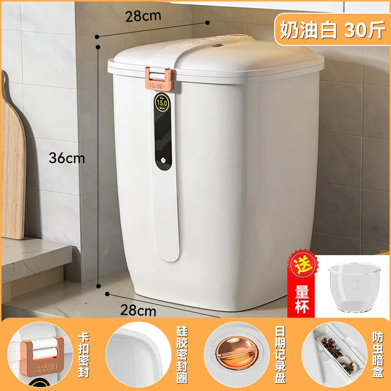Food-Grade Rice Storage Container for Home, Airtight Rice Bucket with Insect-Proof Moisture-Proof Flour Storage Bin