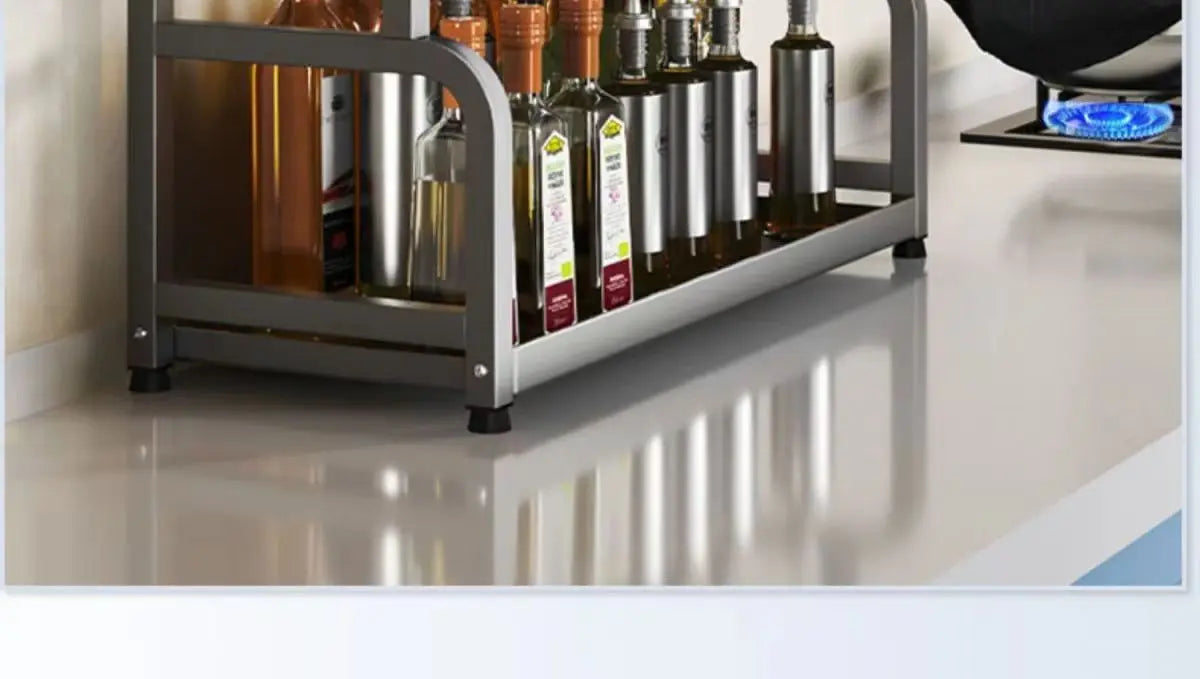 Stainless Steel Kitchen Countertop Organizer Multi-Functional Storage Rack for Seasonings Knives Chopsticks Soy Sauce Vinegar