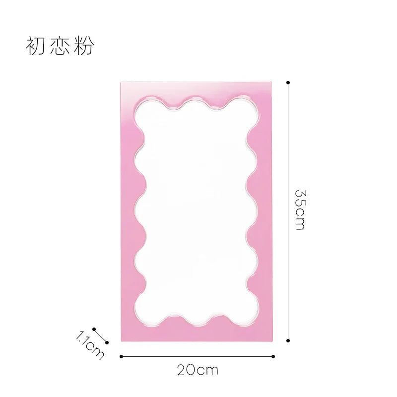 Nordic Ins-Style Rectangular Wavy Dressing Desktop Makeup Mirror Wall Bathroom Bedroom Entrance Mirror
