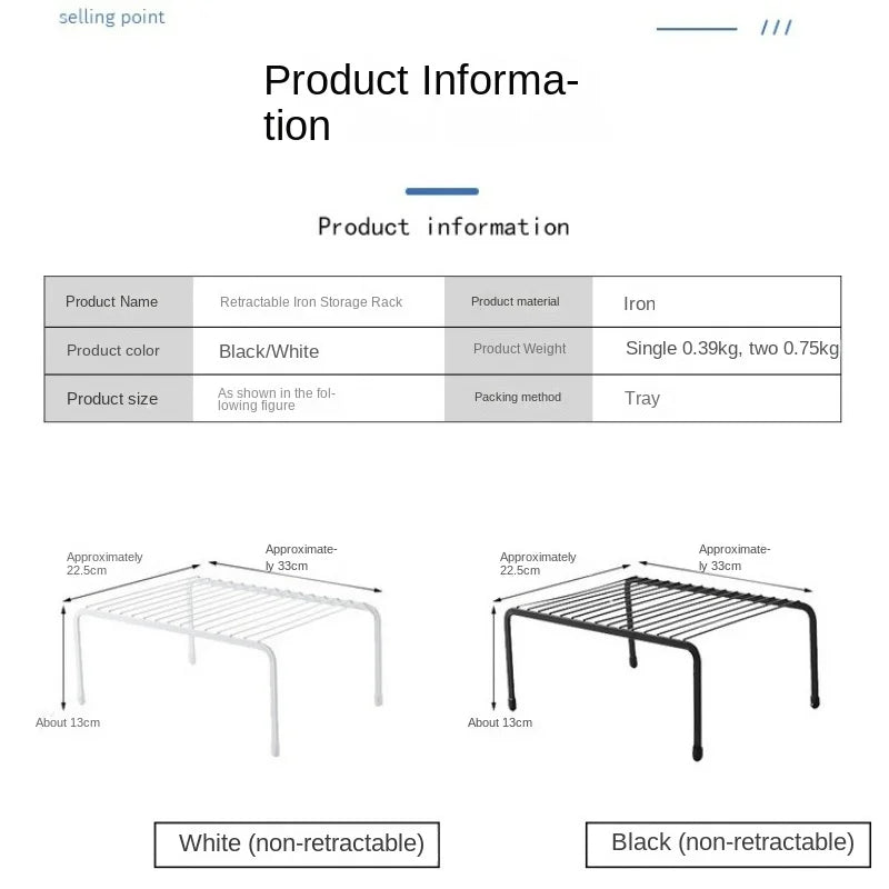 Iron Kitchen Spice Organizer Adjustable Storage Shelf Under The Sink Dish Drying Rack Multifunctional Cabinet Seasoning Holder