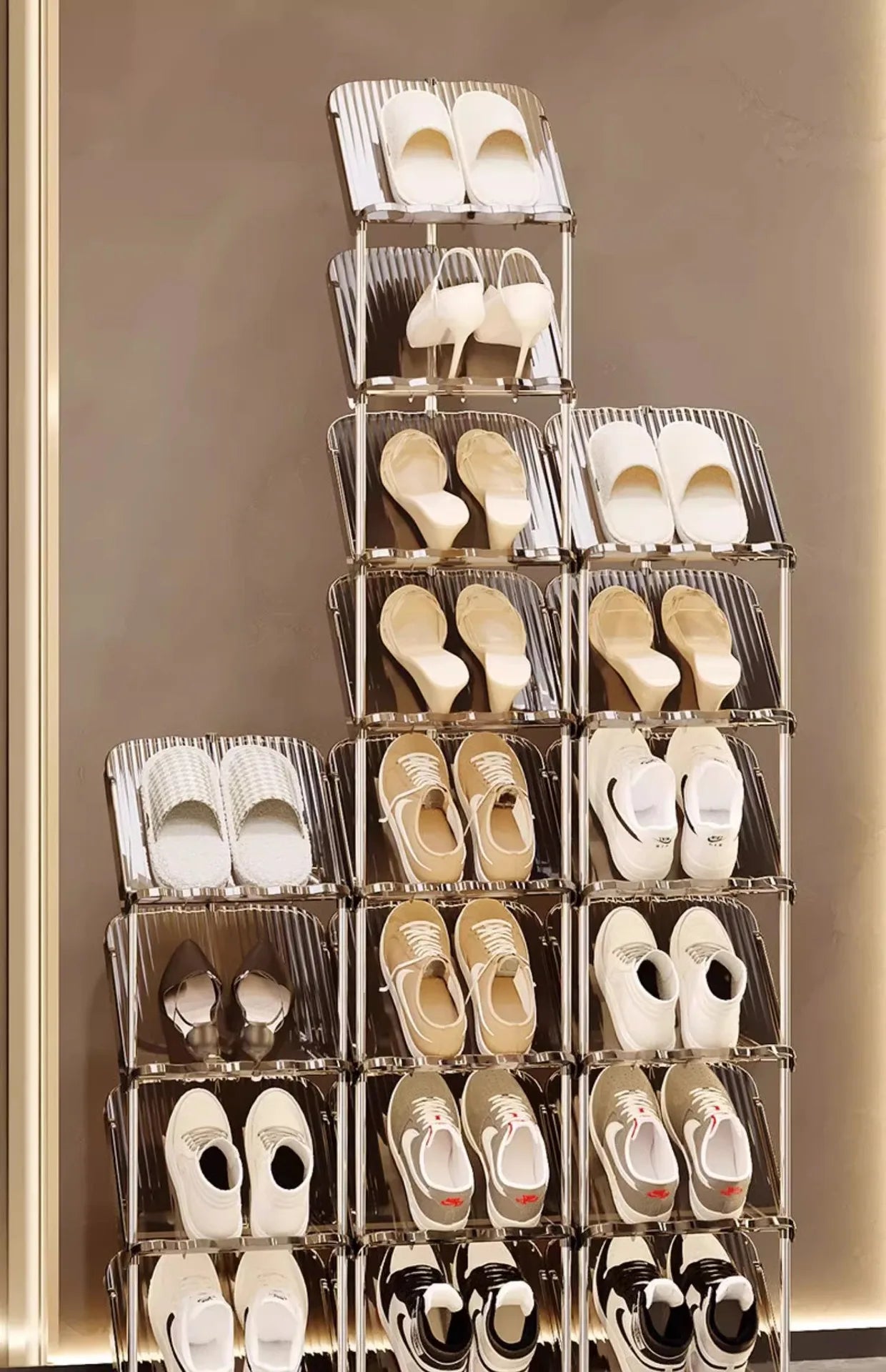 Compact Shoe Rack Multi-Tier Small Narrow Shoe Storage for Home Entryway Rental Dorm Space-Saving Shoe Cabinet