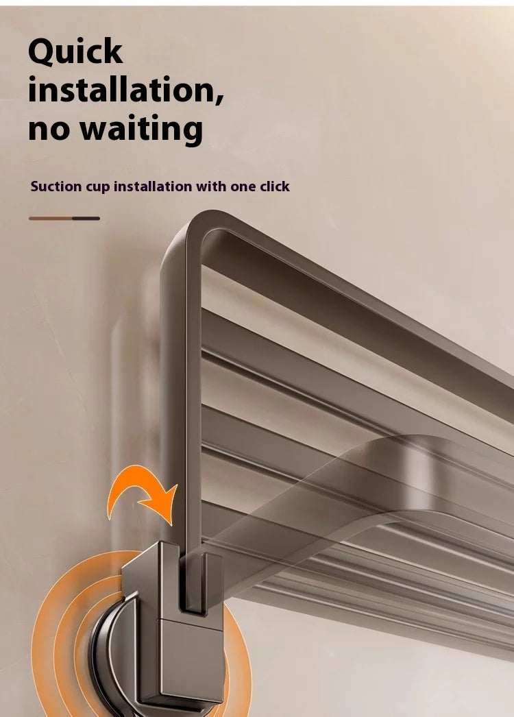 Suction Cup Towel Rack, Bathroom Non-punching Bath Towel Rack, Bathroom Rack Integrated Toilet Hook Towel Hanging Rod