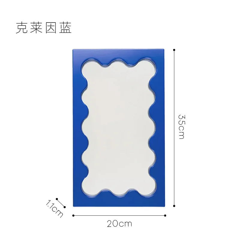 Nordic Ins-Style Rectangular Wavy Dressing Desktop Makeup Mirror Wall Bathroom Bedroom Entrance Mirror