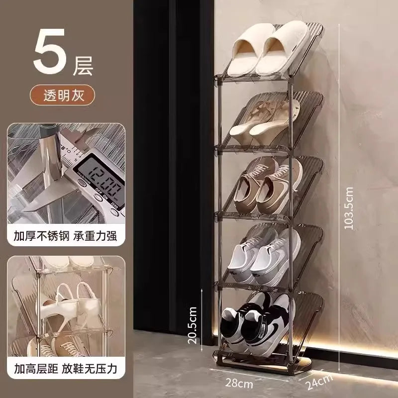 Compact Shoe Rack Multi-Tier Small Narrow Shoe Storage for Home Entryway Rental Dorm Space-Saving Shoe Cabinet