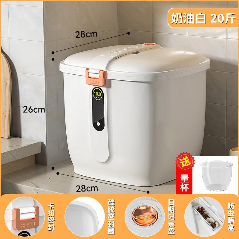 Food-Grade Rice Storage Container for Home, Airtight Rice Bucket with Insect-Proof Moisture-Proof Flour Storage Bin