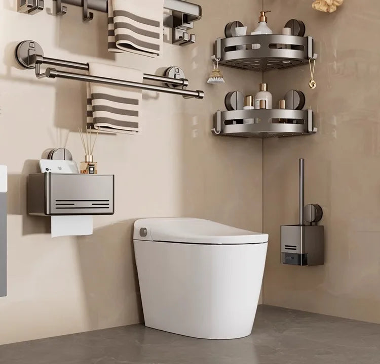 Suction Cup Towel Rack, Bathroom Non-punching Bath Towel Rack, Bathroom Rack Integrated Toilet Hook Towel Hanging Rod