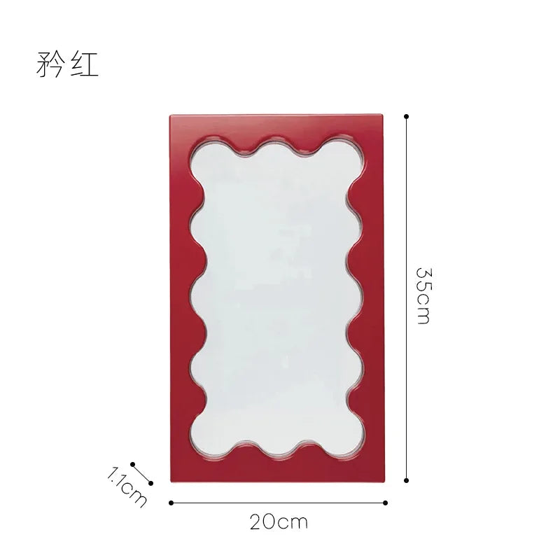Nordic Ins-Style Rectangular Wavy Dressing Desktop Makeup Mirror Wall Bathroom Bedroom Entrance Mirror