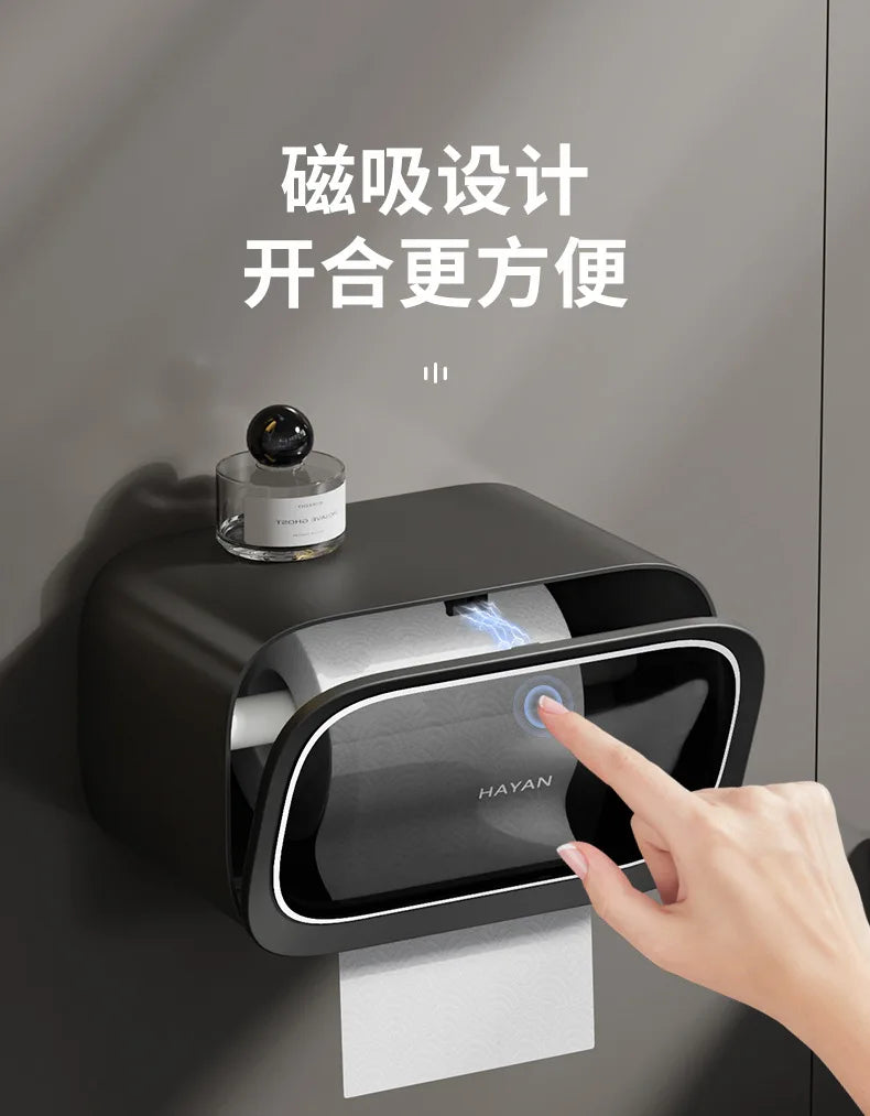 Wall-Mounted Bathroom Toilet Paper Holder Multi-functional Storage Rack for Facial Tissues Toilet Rolls Drawer Papers