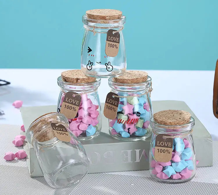 1Pcs Heat Resistant Milk Glass Bottles with Wood Lid, Yogurt BottlesJar, Party DIY Dessert Orgabizer, Kitchen Storage, 100ml,