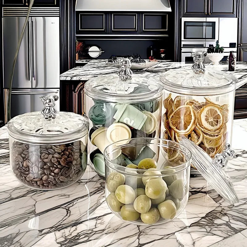 Premium Food-Grade Transparent Plastic Sealing Jar - Moisture-Resistant Kitchen Storage Container for Spices