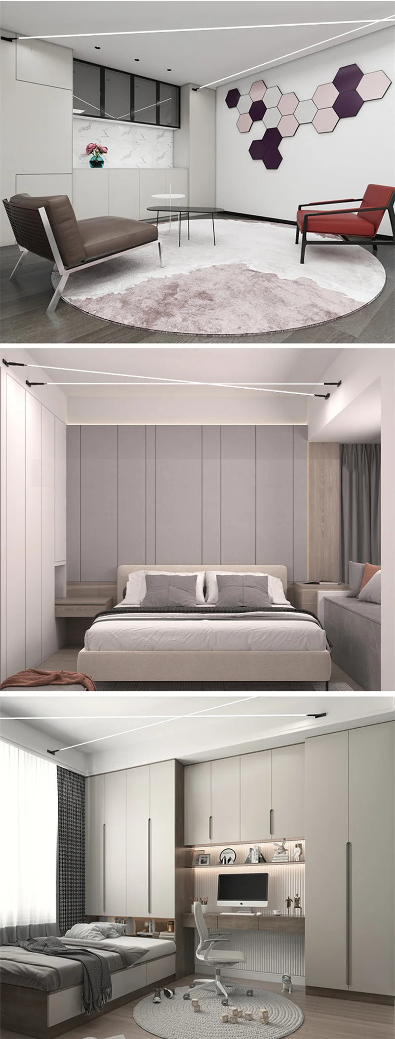 Modern Black White Linear Wall Lamp Skyline Wall Sconce Background LED Bar Strip Living Room Home Decor Lights Bathroom Fixture