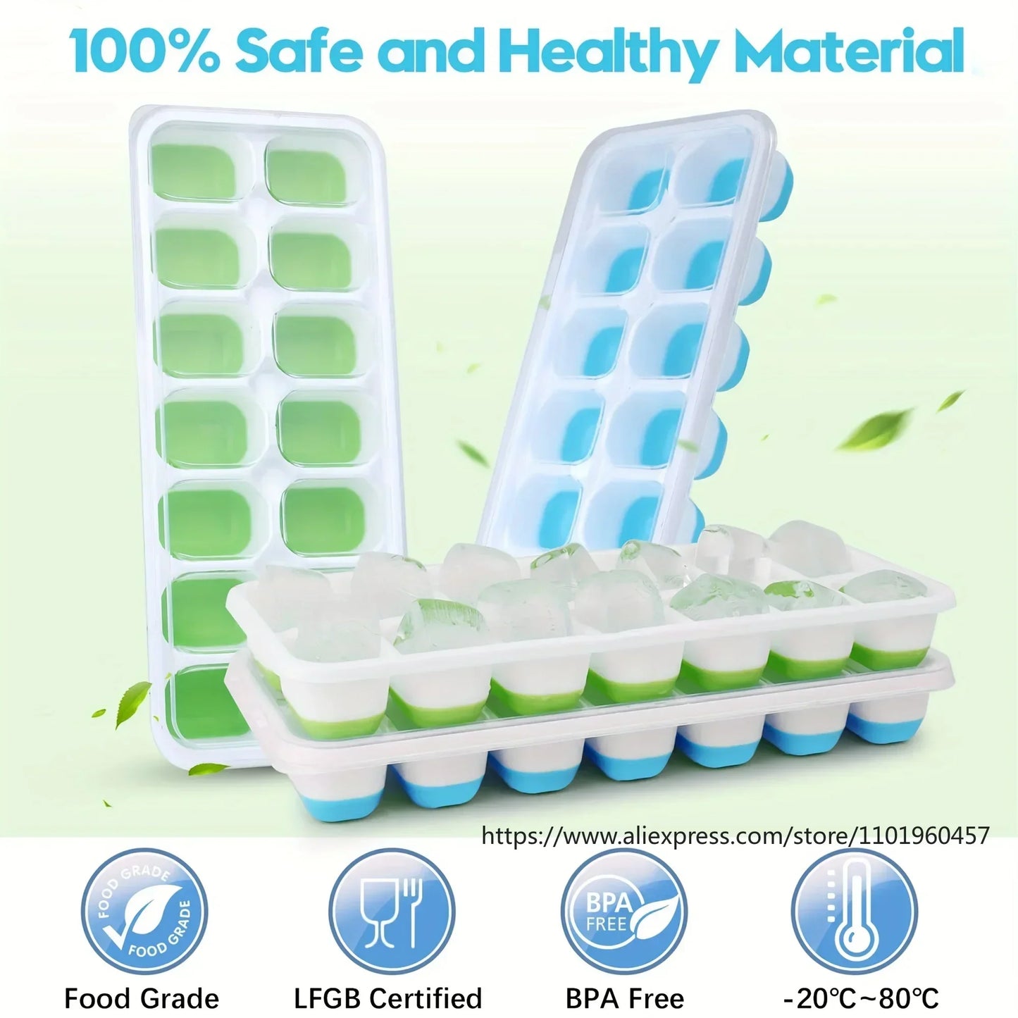 1pcs, Silicone Ice Cube Mold, Easy-Release & Flexible Mold With Spill-Resistant Removable Lid, Stackable Ice Trays With Covers