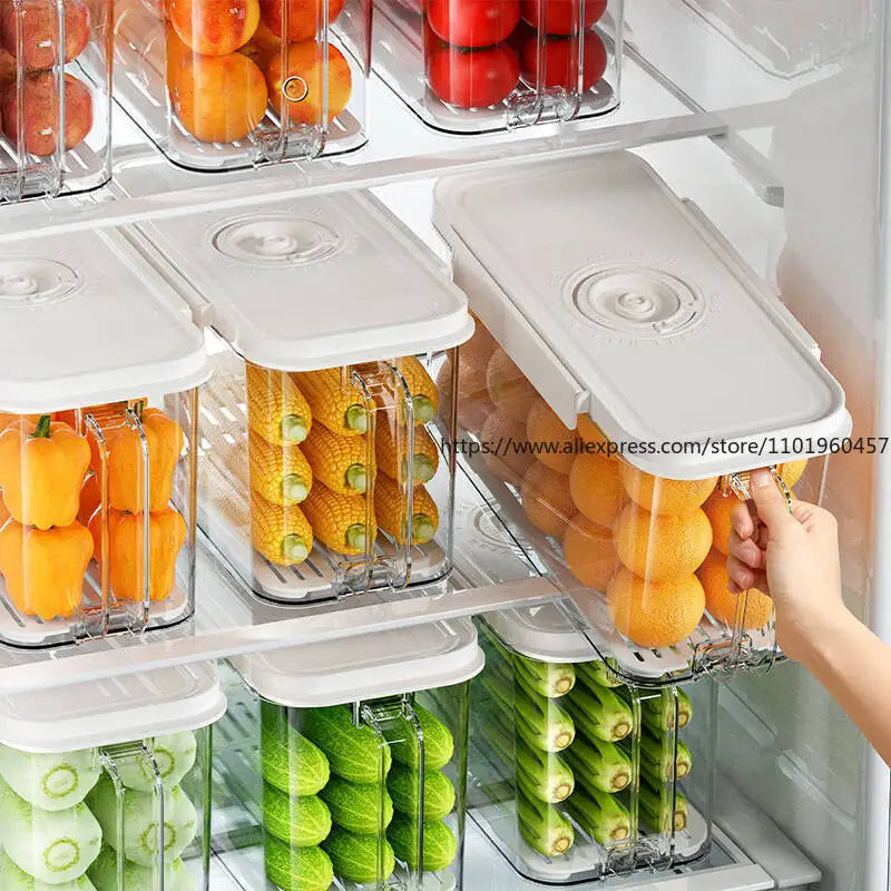 Food-Grade Vacuum Food Storage Containers Airtight Boxes for Fruits Veggies Freezer-Safe Divider Boxes Fridge Organization