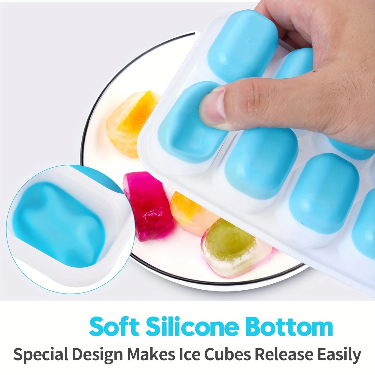 1pcs, Silicone Ice Cube Mold, Easy-Release & Flexible Mold With Spill-Resistant Removable Lid, Stackable Ice Trays With Covers
