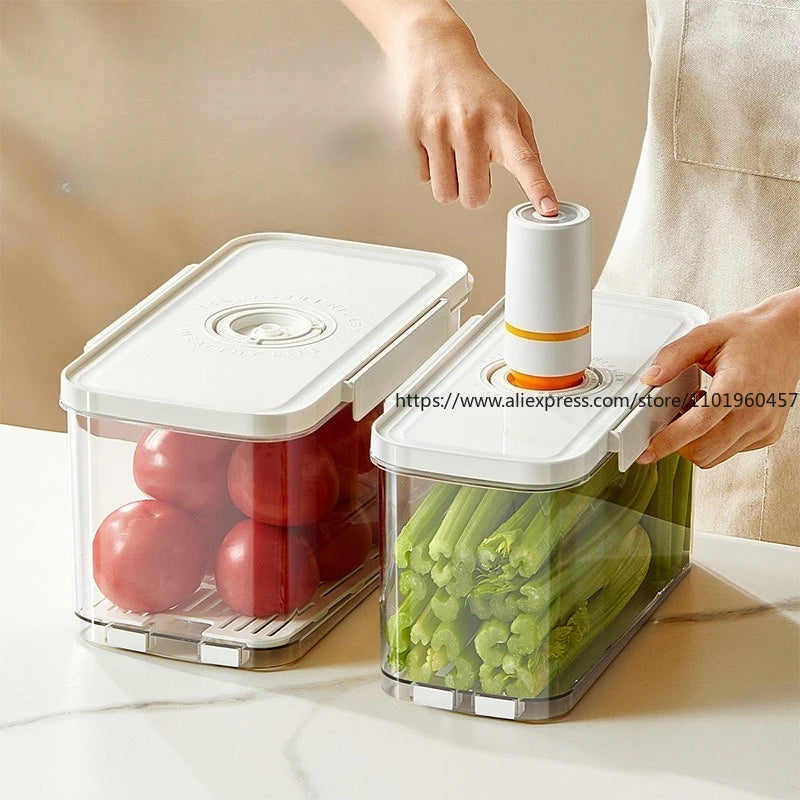 Food-Grade Vacuum Food Storage Containers Airtight Boxes for Fruits Veggies Freezer-Safe Divider Boxes Fridge Organization