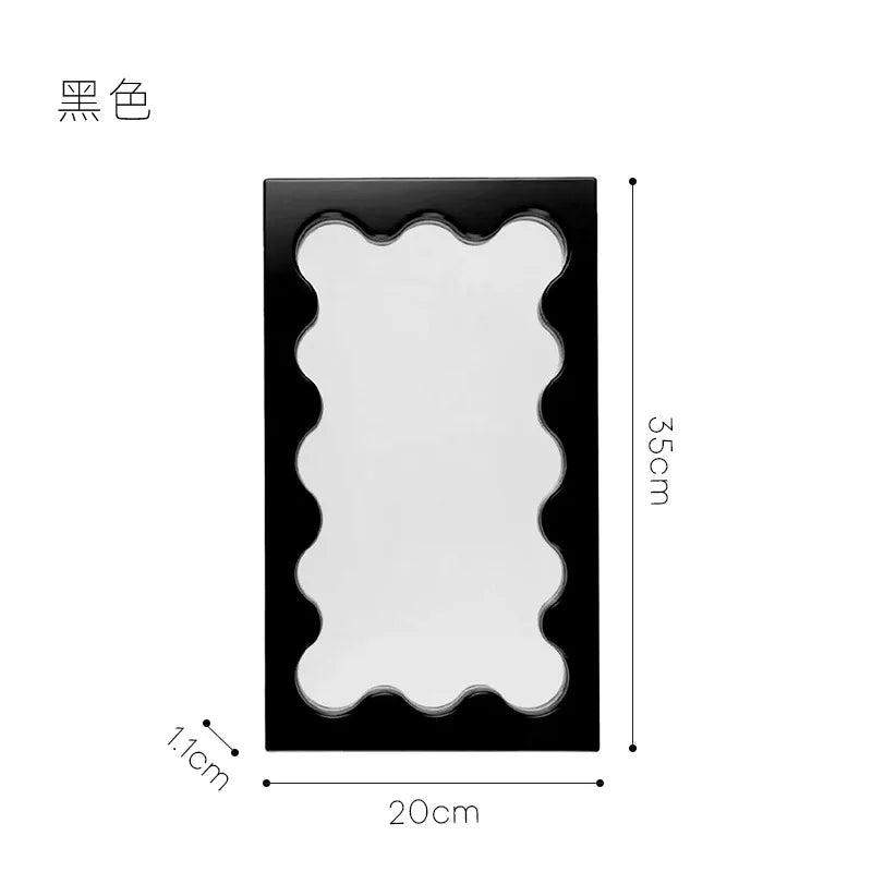 Nordic Ins-Style Rectangular Wavy Dressing Desktop Makeup Mirror Wall Bathroom Bedroom Entrance Mirror