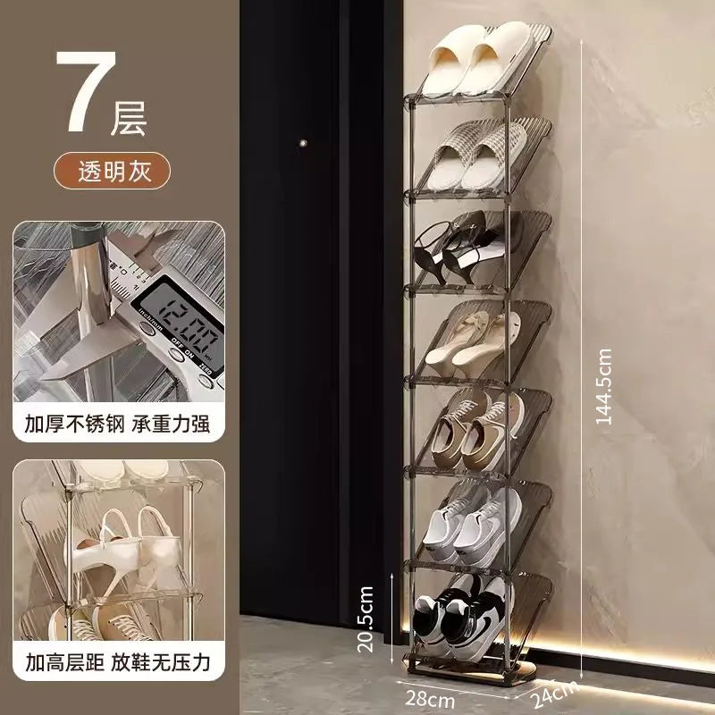 Compact Shoe Rack Multi-Tier Small Narrow Shoe Storage for Home Entryway Rental Dorm Space-Saving Shoe Cabinet