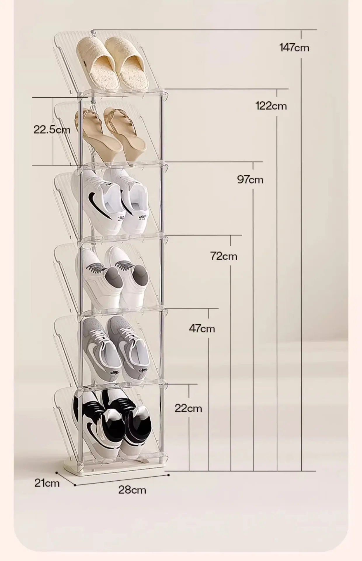 Compact Shoe Rack Multi-Tier Small Narrow Shoe Storage for Home Entryway Rental Dorm Space-Saving Shoe Cabinet