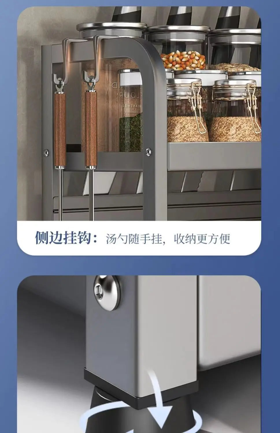 Stainless Steel Kitchen Countertop Organizer Multi-Functional Storage Rack for Seasonings Knives Chopsticks Soy Sauce Vinegar