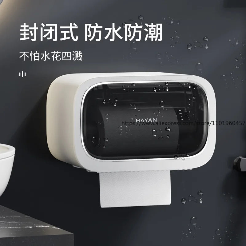 Wall-Mounted Bathroom Toilet Paper Holder Multi-functional Storage Rack for Facial Tissues Toilet Rolls Drawer Papers