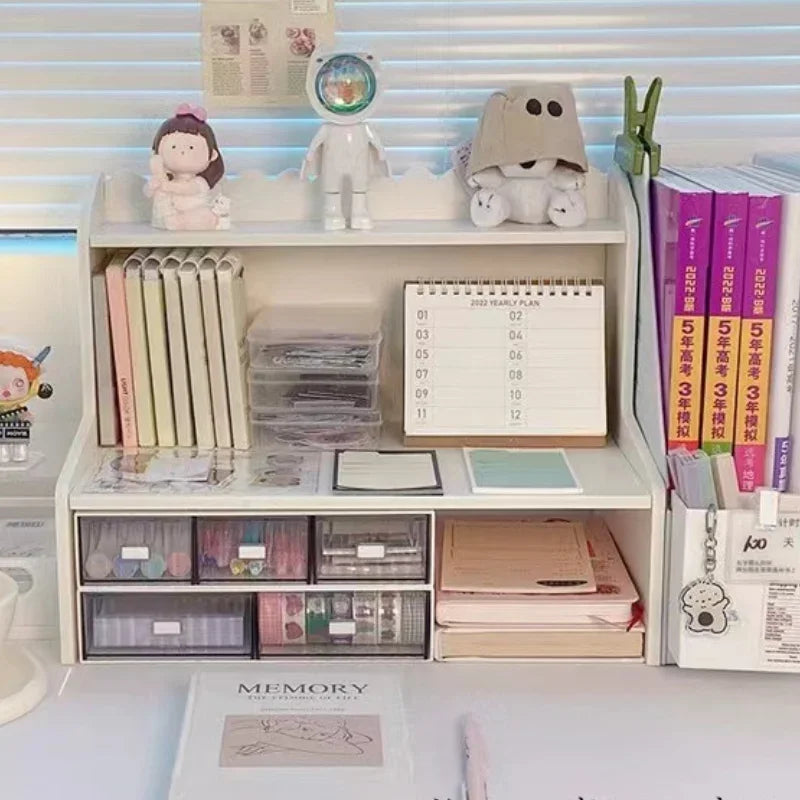 Upgrade Storage with Two-Layer Desktop Organizer Shelf for Home and Office Ins-Style Rack for Books and Stationery