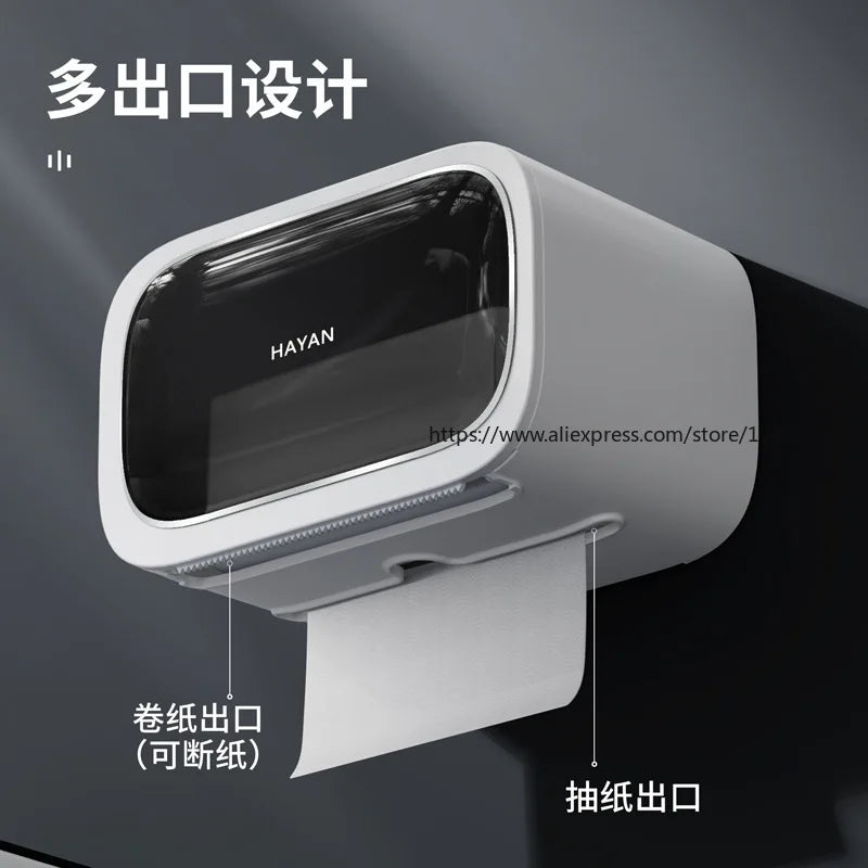 Wall-Mounted Bathroom Toilet Paper Holder Multi-functional Storage Rack for Facial Tissues Toilet Rolls Drawer Papers