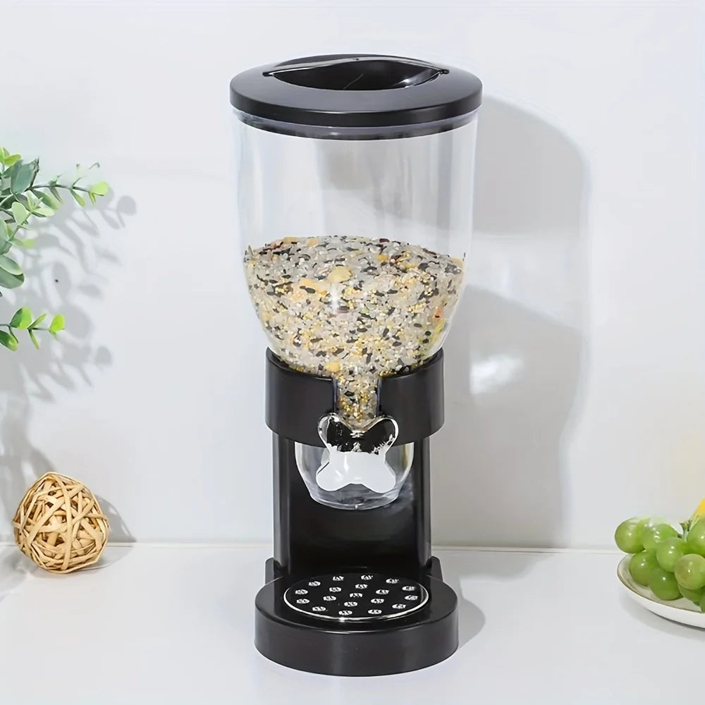 Dispensador de alimentos secos de un solo control, no necesita electricidad, contenedor multiusos de aperitivos, cereales y cere