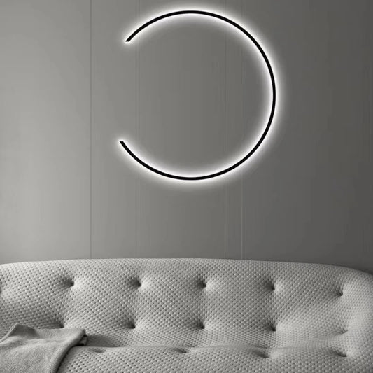 Living room retro design creative round decorative lamps, bedroom bedside ring black wall lamp